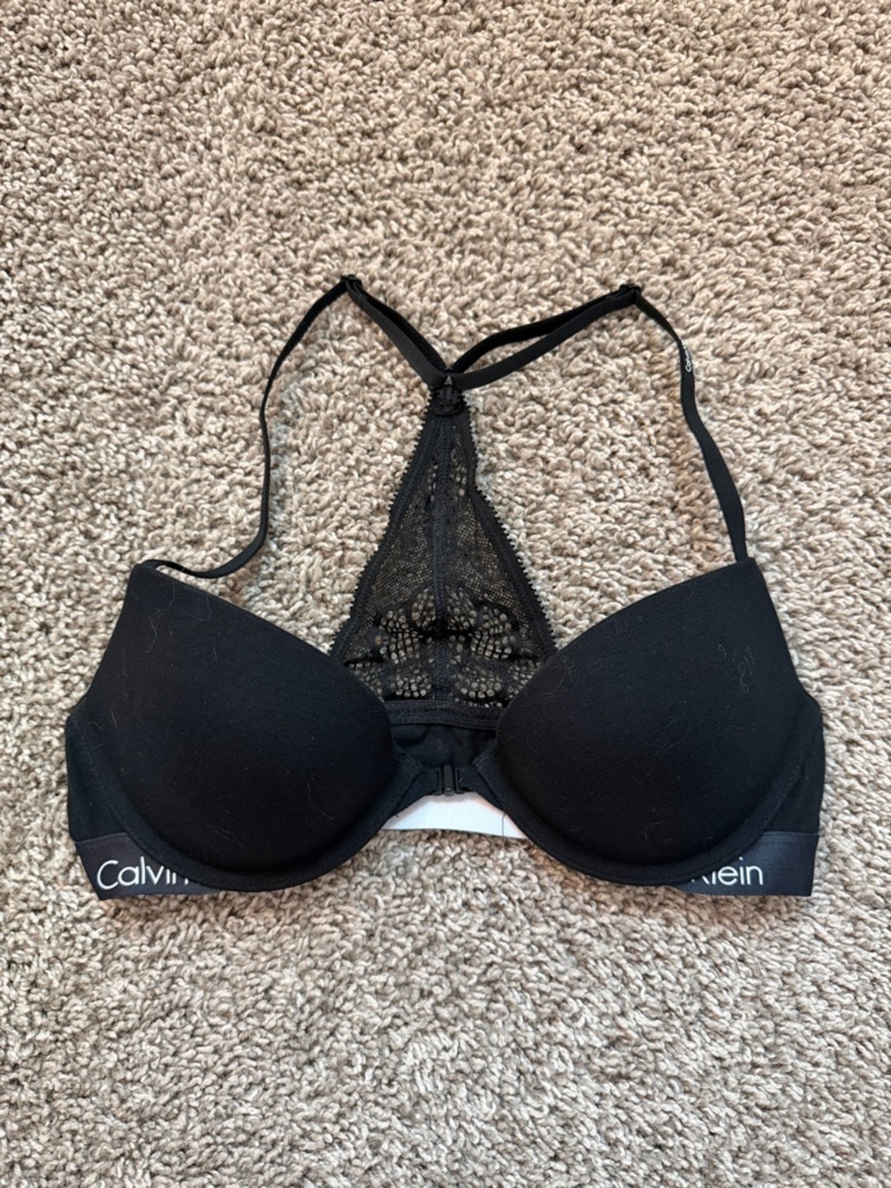 Calvin Klein Black Lace Racerback Push-Up Bra